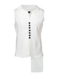 Asymmetric White  Tailored VestCotton blend white tailored asymmetric vest 
top part of deux-piece suit 
front  button fastening
asymmetric rare side
easy to style, great staple piece 
CompositionShirts & TopsAlchemy The LabelAlchemy The LabelAsymmetric White Tailored Vest