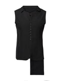 Asymmetric Black Tailored Vest