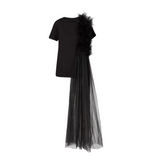 Layered Black Tulle T-Shirt
