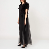 Layered Black Tulle T-Shirt