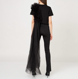 Layered Black Tulle T-Shirt