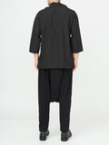 Long Drop Crotch Trousers 
Details :
Black cotton drop crotch trousers 
drawstring-waist 
drop crotch
side pockets 
elastic waistband can easily fit in between sizes 
Composition
 Cotton 96 PantsAlchemy The LabelAlchemy The LabelLong Drop Crotch Trousers