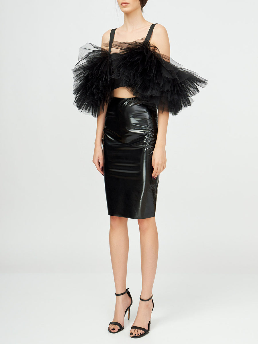 Ruffled Tulle TopALCHEMY x LIA ARAM COLLAB Details : Black ruffled