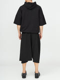 Unisex Hooded Top
Details: 
Black cotton T-Shirt
short sleeve 
hood 
ribbed neckline 
adjustable hem 
Composition:
Cotton 96% Elastane 4% 
Washing instructions
Dry Clean Only
FittinShirts & TopsAlchemy The LabelAlchemy The LabelUnisex Hooded Top