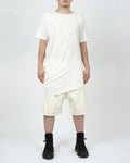 White Side Draping Cotton T-Shirt