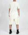 White Side Draping Cotton T-Shirt