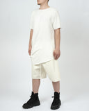 White Side Draping Cotton T-Shirt