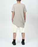 Gray Side Draping Cotton T-Shirt