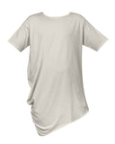 Gray Side Draping Cotton T-Shirt