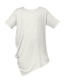 White Side Draping Cotton T-Shirt