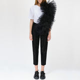 Regular Tee With Asymmetric Tulle Panel