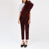 Regular Tee With Asymmetric Tulle Panel In Burgundy