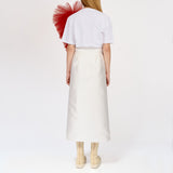 Regular Tee With Asymmetric Tulle Panel In Red