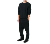 Black Drop-Crotch Button Detail Sweatpants