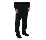 Black Drop-Crotch Button Detail Sweatpants