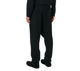 Black Drop-Crotch Button Detail Sweatpants