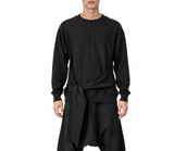 Layered Tie-Detail Sweatshirt