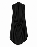 Black Cotton Draped Top