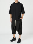 Hooded Jersey Top 
Details: 
Black cotton jersey T-Shirt
great staple, easy to style 
complete the look with harem trousers
short sleeve 
hood 
ribbed neckline 
adjustable hem 
CompoShirts & TopsAlchemy The LabelAlchemy The LabelHooded Jersey Top