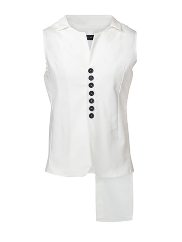 Asymmetric White  Tailored Vest