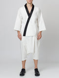 Taffeta Trim White Kimono