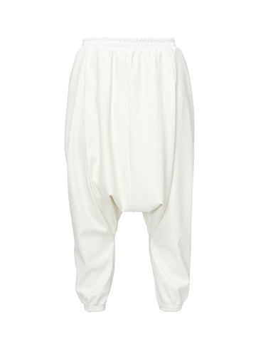 Ivory Faux Leather Harem Trousers