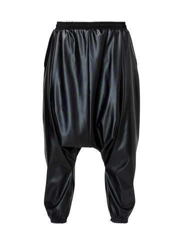 Black Faux Leather Harem Trousers