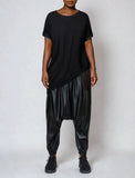 Unisex Black Faux Leather Harem Trousers