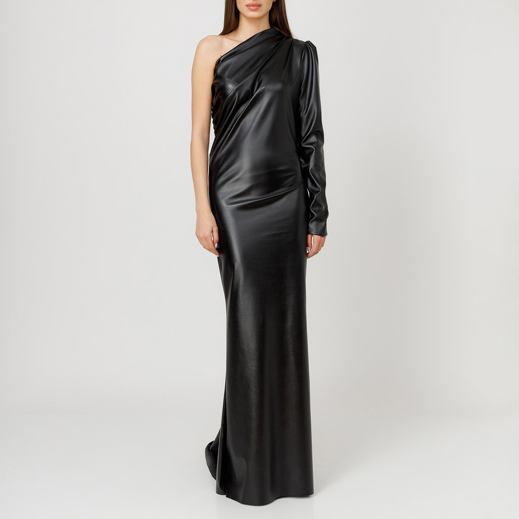 Asymmetric Maxi Leather Dress – Alchemy The Label Asymmetric Maxi Leather Dress – Alchemy The Label