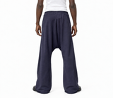 Gray Flared  Drop-Crotch Trousers
