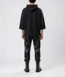 Faux Leather Elastic Edge Drawstring Trousers