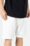 WHITE DRAWSTRING SHORTS