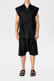 Black Linen Low Crotch Shorts