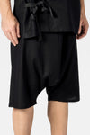 Black Linen Low Crotch Shorts