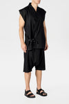 Black Linen Low Crotch Shorts