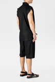 Black Linen Kimono Waistcoat