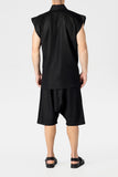 Black Linen Kimono Waistcoat