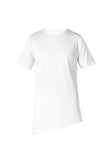 WHITE ASYMMETRIC COTTON JERSEY T-SHIRT