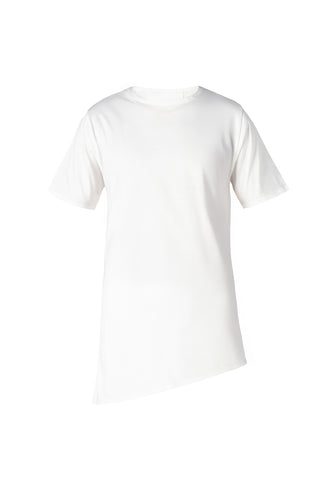 WHITE ASYMMETRIC COTTON JERSEY T-SHIRT