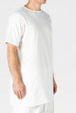 WHITE ASYMMETRIC COTTON JERSEY T-SHIRT