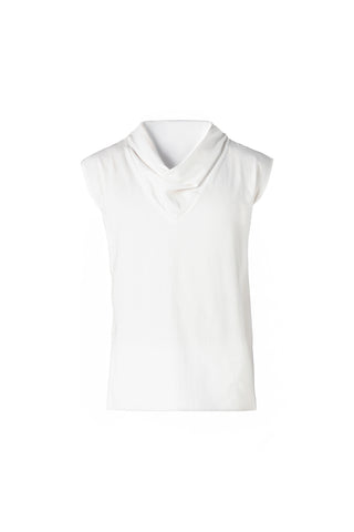 White Funnel Neck Top