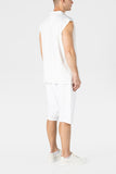 White Funnel Neck Top