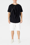 Front Draped Black T-Shirt