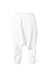 WHITE  ELASTIC EDGE HAREM TROUSERS