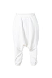 WHITE  ELASTIC EDGE HAREM TROUSERS