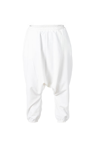 WHITE  ELASTIC EDGE HAREM TROUSERS