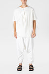 WHITE  ELASTIC EDGE HAREM TROUSERS