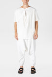 WHITE  ELASTIC EDGE HAREM TROUSERS