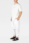 WHITE  ELASTIC EDGE HAREM TROUSERS