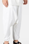 WHITE  ELASTIC EDGE HAREM TROUSERS